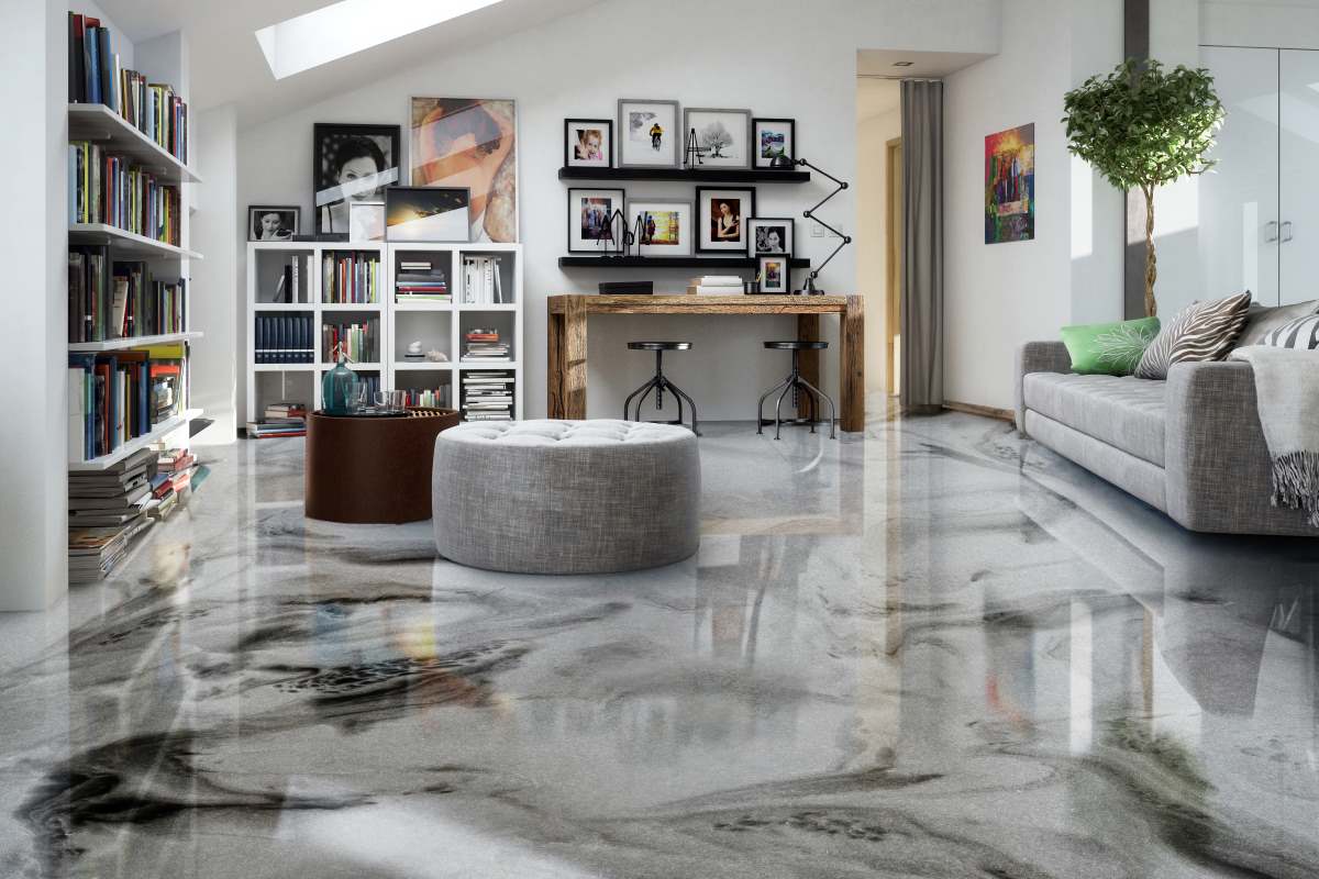 Pearl white metallic epoxy floor!